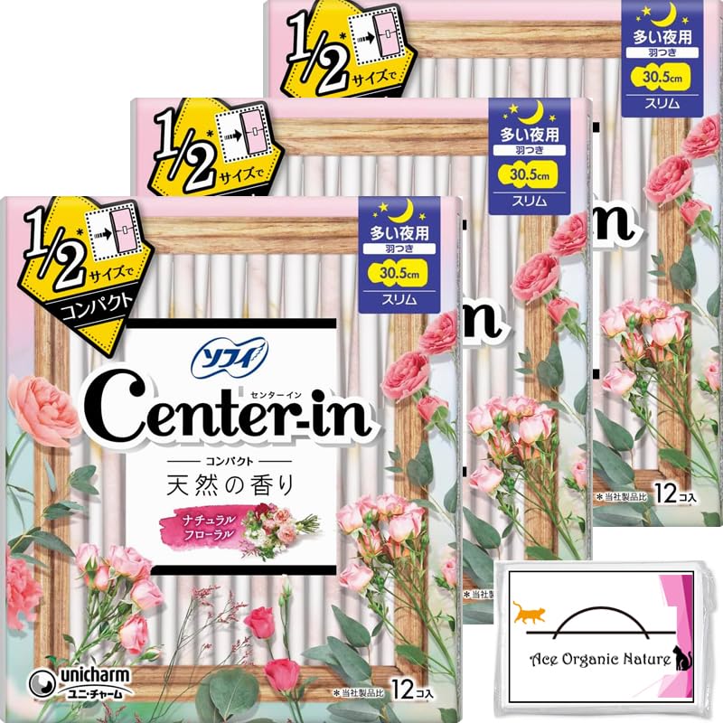 

[Bulk purchase] Sophie center in compact 1/2 natural scent For many nights natural floral 30.5cm with wings 305 12 pieces x 3 pieces set (Total 36