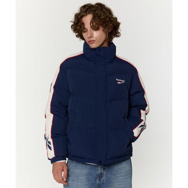 Reebok Color Block Stand Collar Zipper Long Sleeve Down Jacket Unisex Outerwear Navy-Blue REJU4FD54N3