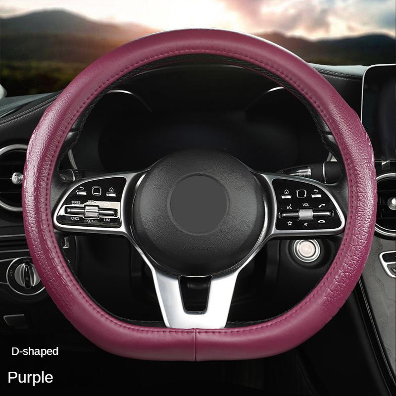 Crocodile Grain Steering Wheel Cover Rear Leather Protective Case Car Steering Wheel Universal Alligator Handle Cover D