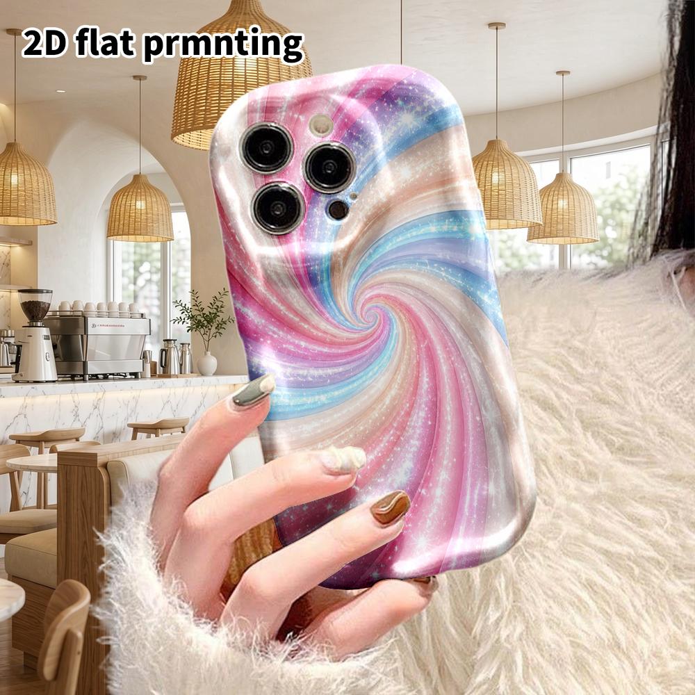 Phone Case: 2D Flat Design Suitable for iPhone 18 17 16 15 14 13 Pro Protective Case, Couple Style, Glitter Swirl, Christmas and Halloween Gift