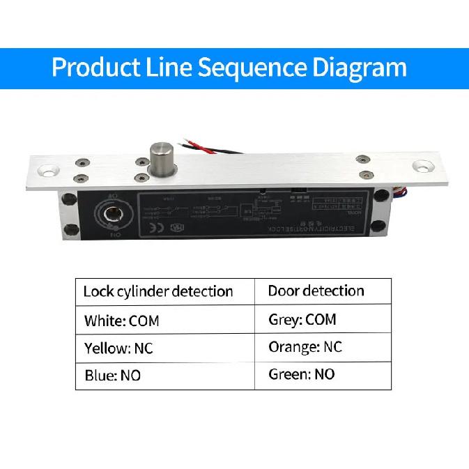 DC 12V Fail Secure Electric Drop Bolt Lock Cylinder Deadbolt Lock With Key Door Contact Output for Home Access Control System