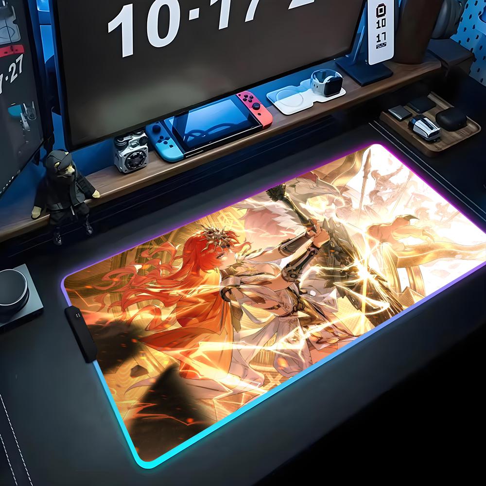 augusta wuwa Mouse Pad RGB Gaming Mousepad Big LED Pad PC Desk Mat Luminous Mouse Pad Large Keyboard Mats Table Rug With Backlit