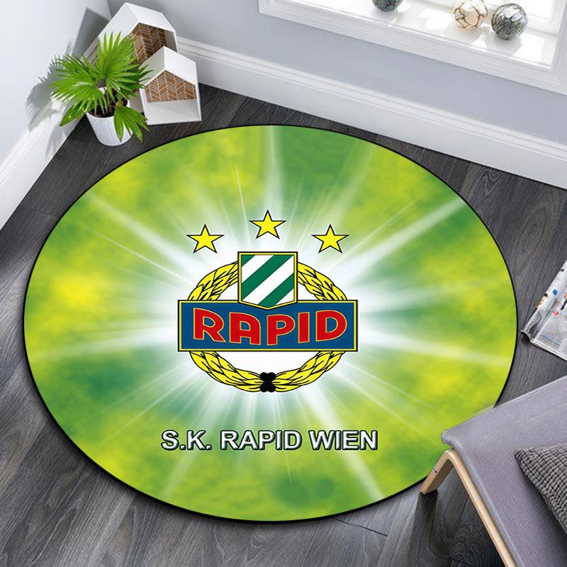 SK Rapid Wien Round Area Rug,Carpet Rug for Living Room Bedroom Sofa Playroom Decor,Non-slip Floor Mat