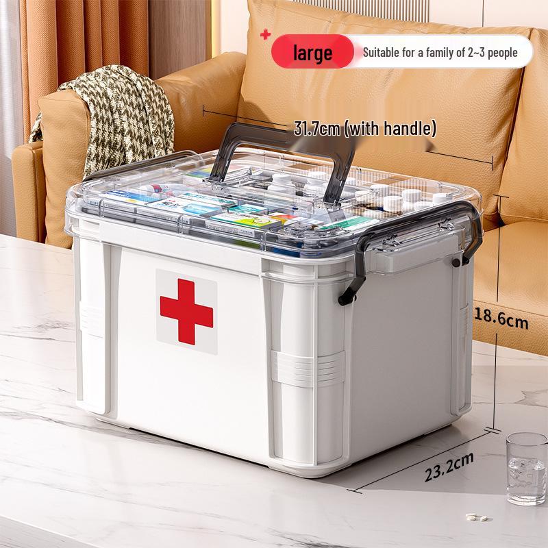 Large Multi-Layer Transparent Family Medicine Box and First Aid Kit