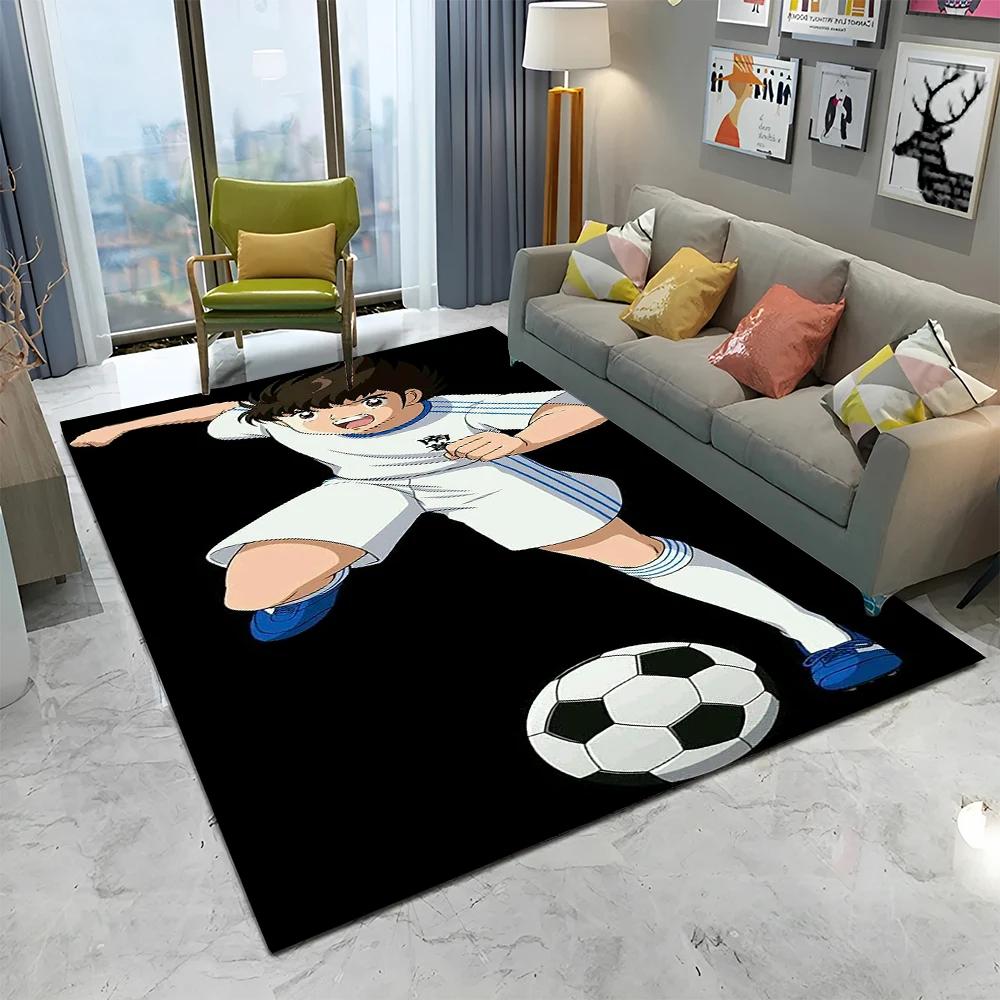 Anime Captain Tsubasa Fußball Cartoon Teppich für Zuhause Wohnzimmer Schlafzimmer Sofa Fußmatte Dekor, Kinder Teppich Rutschfeste Bodenmatte