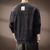 Men's American Retro Washed Patchwork Long Sleeve Sweatshirt