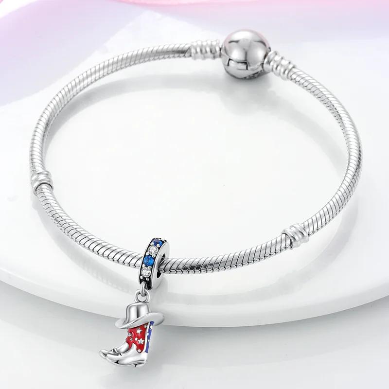 Charms Platared And Blue Cowboy Boots Stars Beads Fit Originalbracelets Charms For Women Jewelry Diy Making Gifts