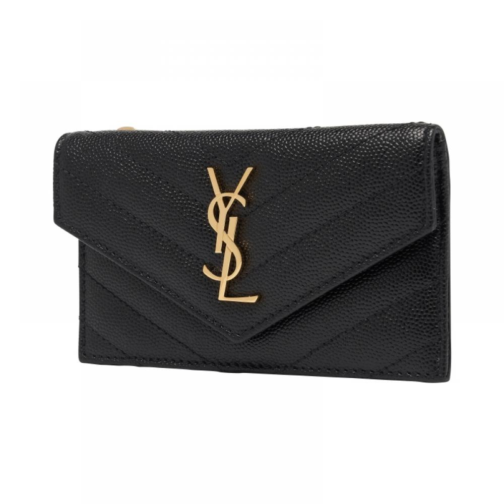 Saint Laurent Cassandra Monogram Matelass  Gold Flap Zip Card Wallet Bow01 1000