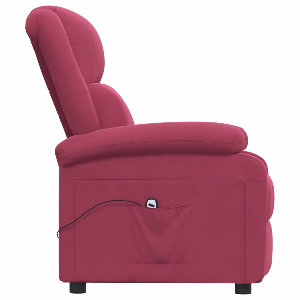 Electric Recliner Chair Burgundy Velvet