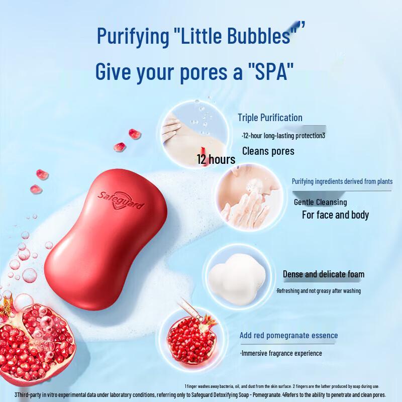 Safeguard Red Pomegranate Deep Detox Bar Soap 4-Pack