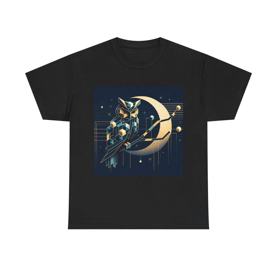 Unisex Adult T Shirt Geometric Owl with Midnight Hues S