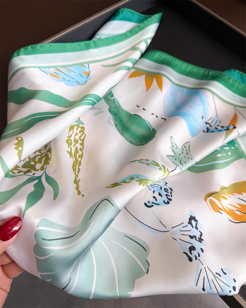Women S Printed Square Scarf Fashion Shawl Sun Protection Neck Scarf