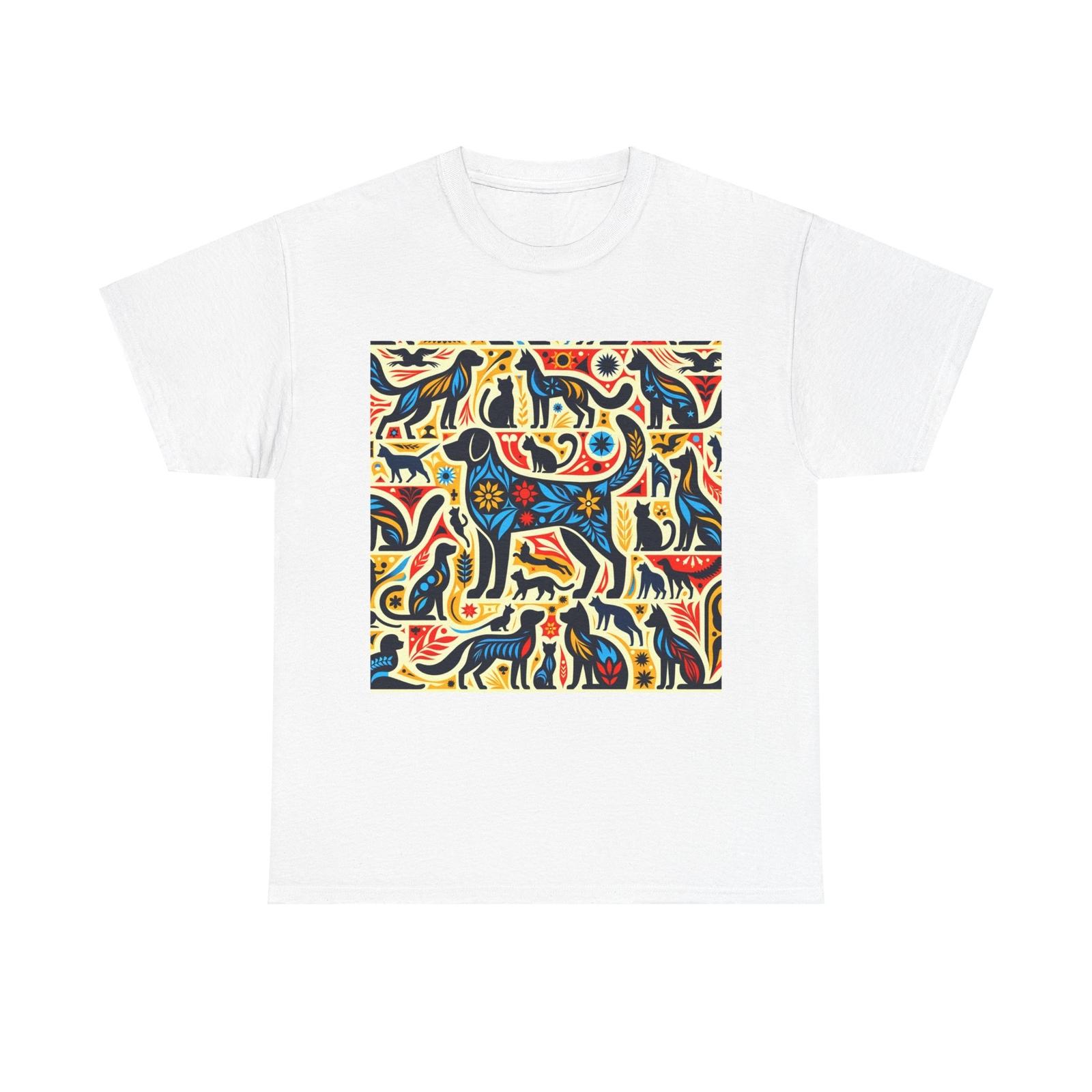 Unisex Adult T Shirt Animal Silhouettes Fun Pattern Colorful S разноцветный
