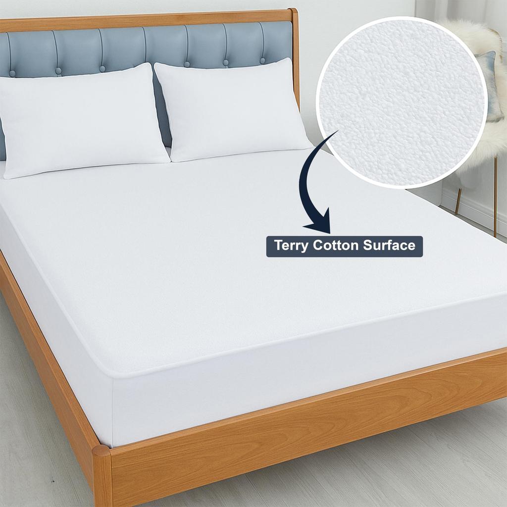 Waterproof Terry Mattress Cover Luxurious Hotel Quality Fitted Bed Sheet Protector Pad