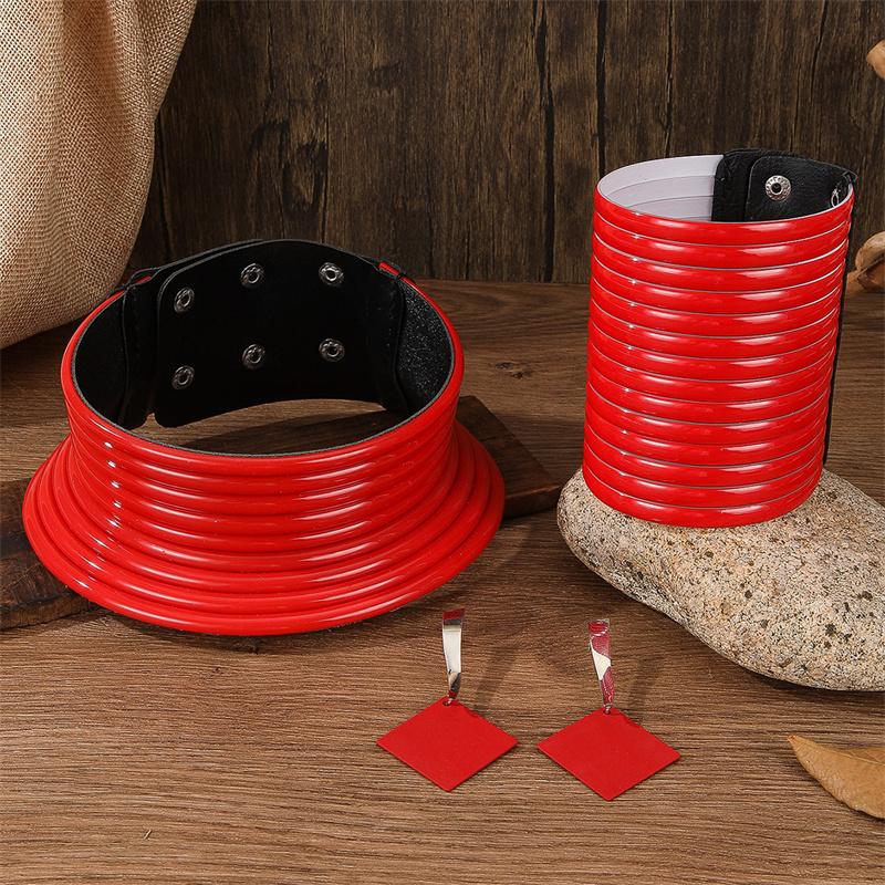 4 stk/sett Vintage Lær Afrikansk Zirkon Sett Choker Halskjede Armbånd Øredobber Sett For Kvinner Krage Halskjede Sett Zirkon Gaver