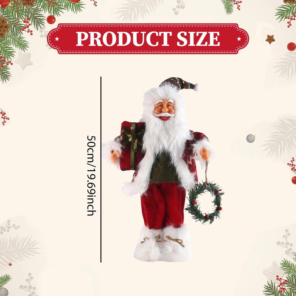 Santa Claus Figurine Christmas Doll Toy Adornment Traditional Standing Figure Xmas Decor for