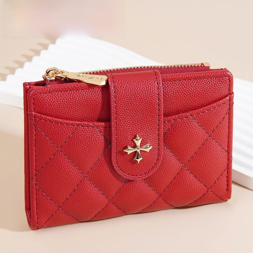 Minimalist Pu Material Ladies Short Wallet With Letter Printed And Card Organizer For Women