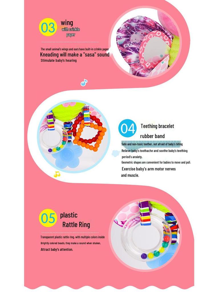 HappyMonkey Baby Sensory Plush Rattle & Teether Toy