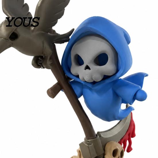 Cool Personalized Desk Accessories Halloween Sickle And Skull Ornament, 3D Printed Crow Desktop Decoration, Charming Atmosphere Decor Funny