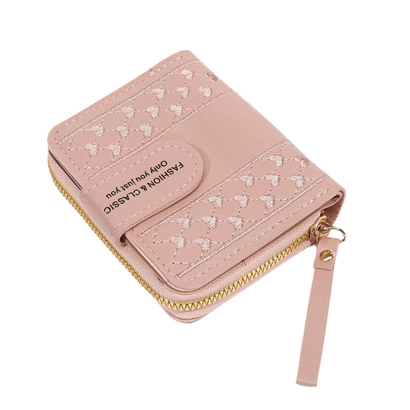 

Женский кошелек короткий на молнии большой вместимости кошелек для мелочи универсальная сумочка держатель для карт One size розовый