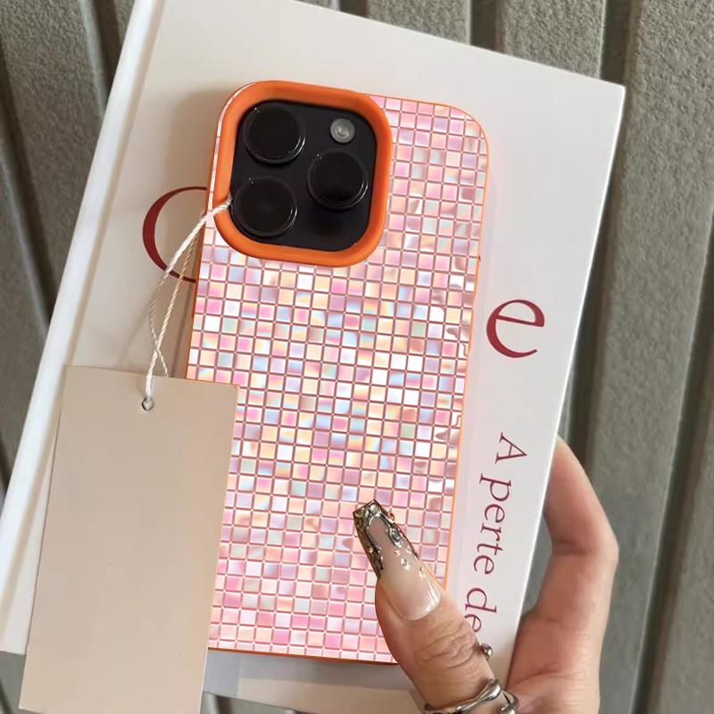 

Pink Ceramic Tiles Lychee Texture Silicone Phone Case For iPhone 17 Pro Max 14 Plus 11 12 13 14 15 16 Pro 17 Air Soft Cover iPhone 12 Pro Max