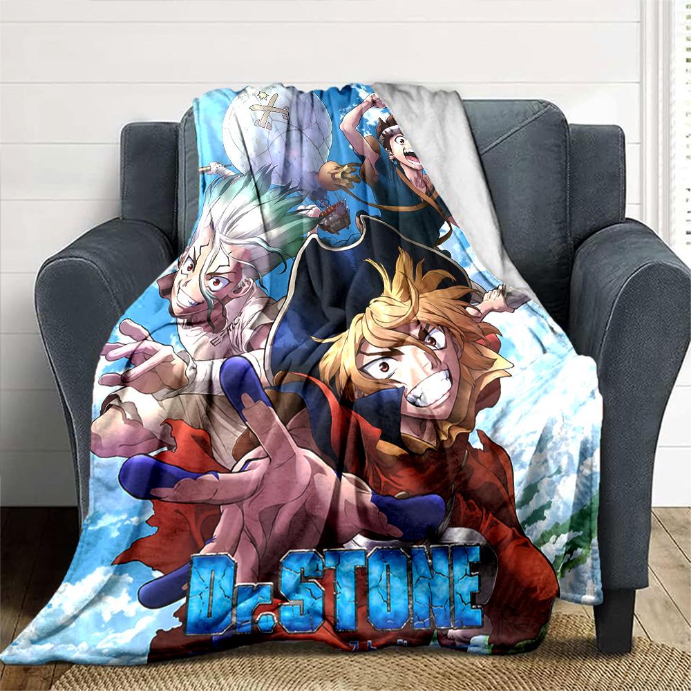 Dr Stone Science Adventure Flannel Blanket Super Soft Warm Cozy Blanket for Sofa Bed Office Travel All‑Season Home Decor Gift