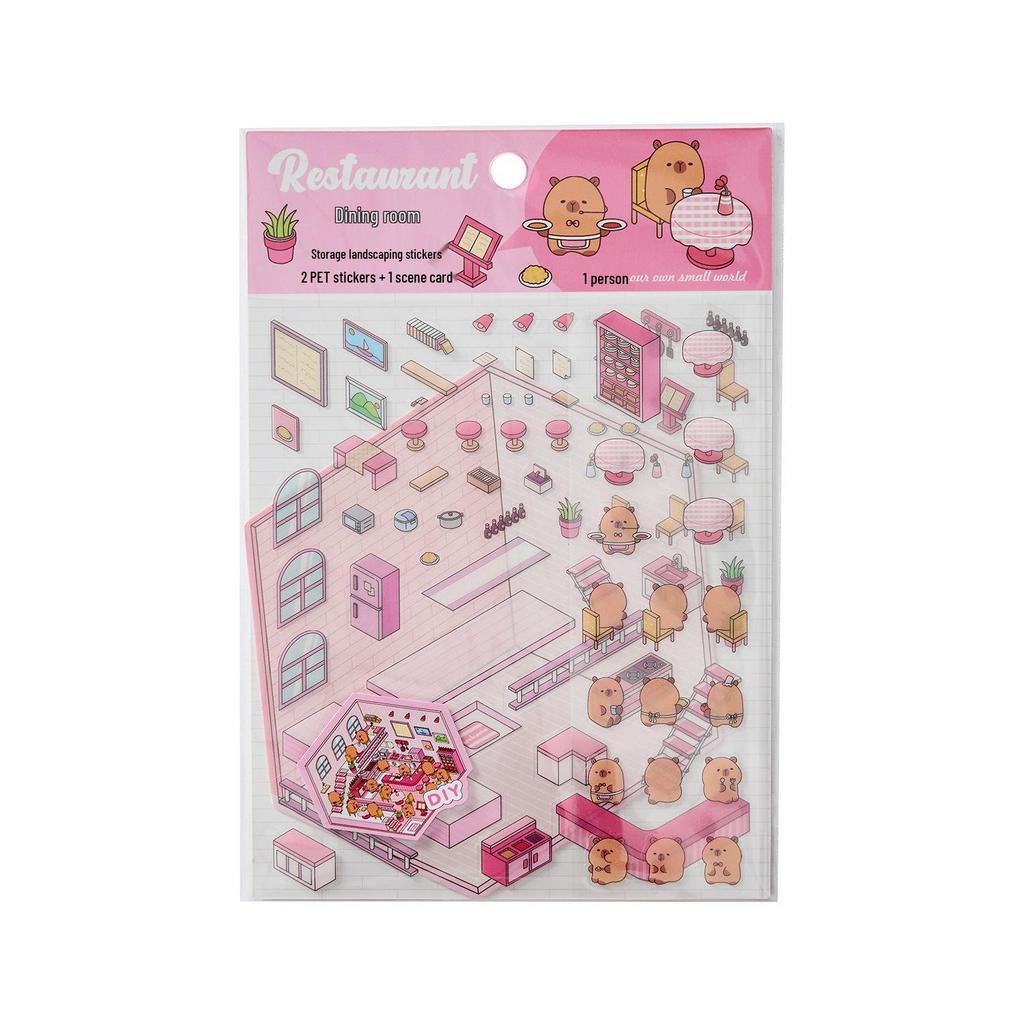 Piglet's Diary: 2.5D Guinea Pig Landscaping Sticker Pack for DIY Scenes