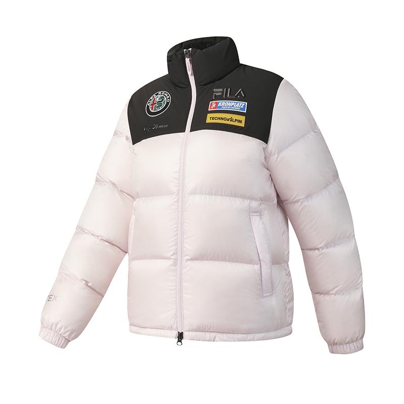 

FILA Ski Series 4810 Snow Peak Goose Down Trendy Versatile Warm Stand Collar Down Jacket Women outerwear Baby-Pink A11W546921FLP L