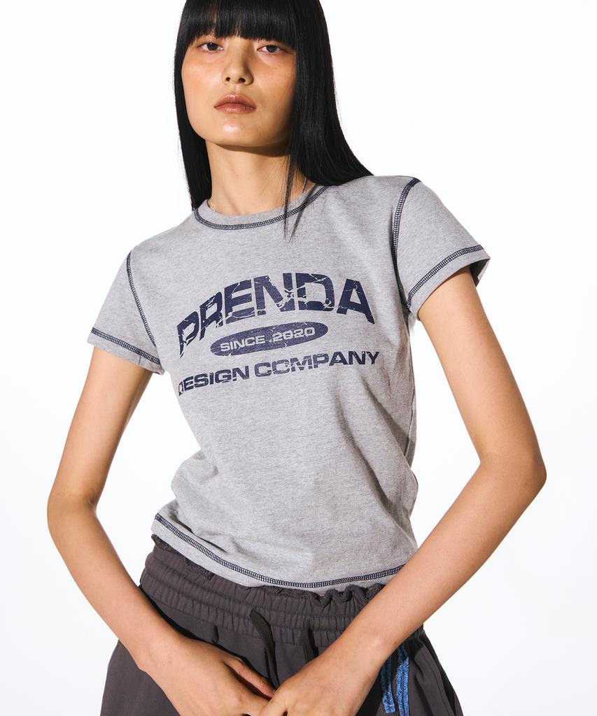 PRENDA Color Stitch Line Tee Gray