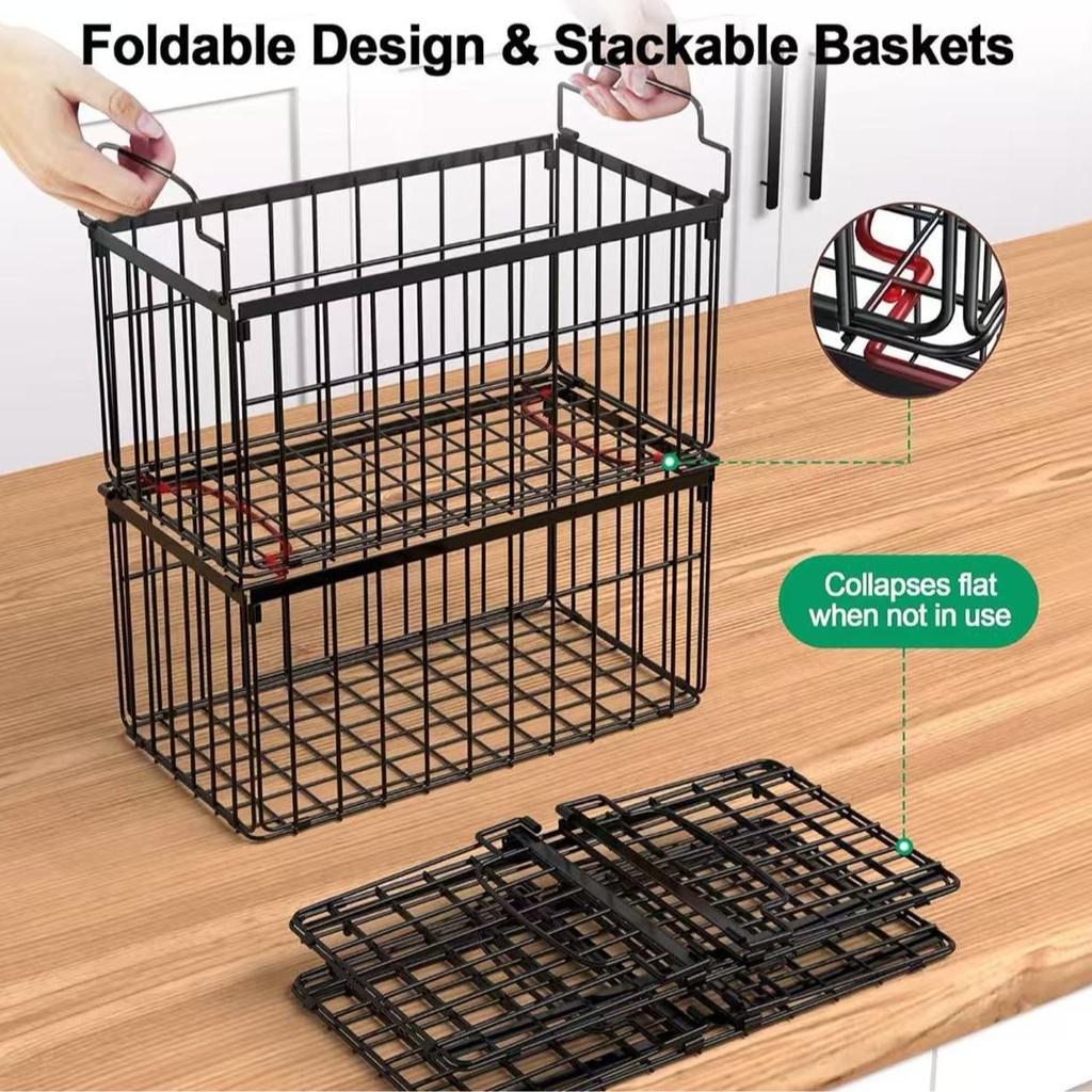 Freezer Storage Basket with Handles for Kitchen Freezer Organization, Wire for Food