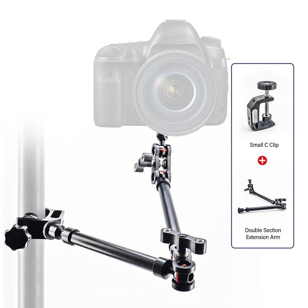 Camera Mount Adjustable Arm 530mm Double Section Extension Metal Articulated Arm Stand