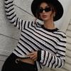 IHUASU Autumn and Winter O-neck Women's Knitwear Striped Pullover Intercolour Sweater