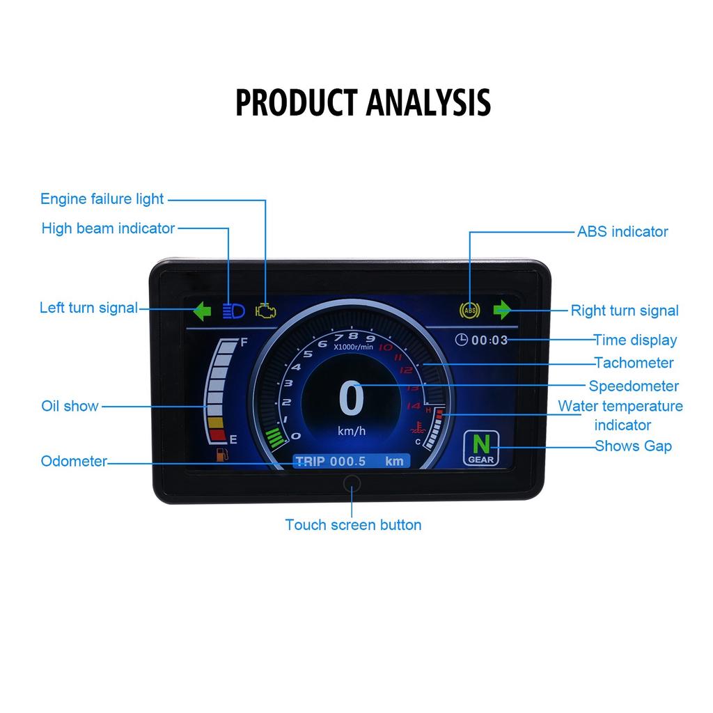 Motorrad-Voll-LCD-wasserdichte Messgeräte, Multifunktions-Schaltdrehzahlmesser, Signalanzeige, Tachometer
