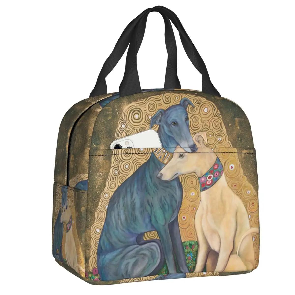 

Милые изолированные сумки для обеда Greyhound для женщин, гончих собак, гончих собак, многоразовые термосумки для еды, ланч-боксы для кемпинга и путешествий 22x20x13CM белый