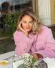2024 Rose Pink Long-Haired Suit Jacket: European American Women's Street Fashion