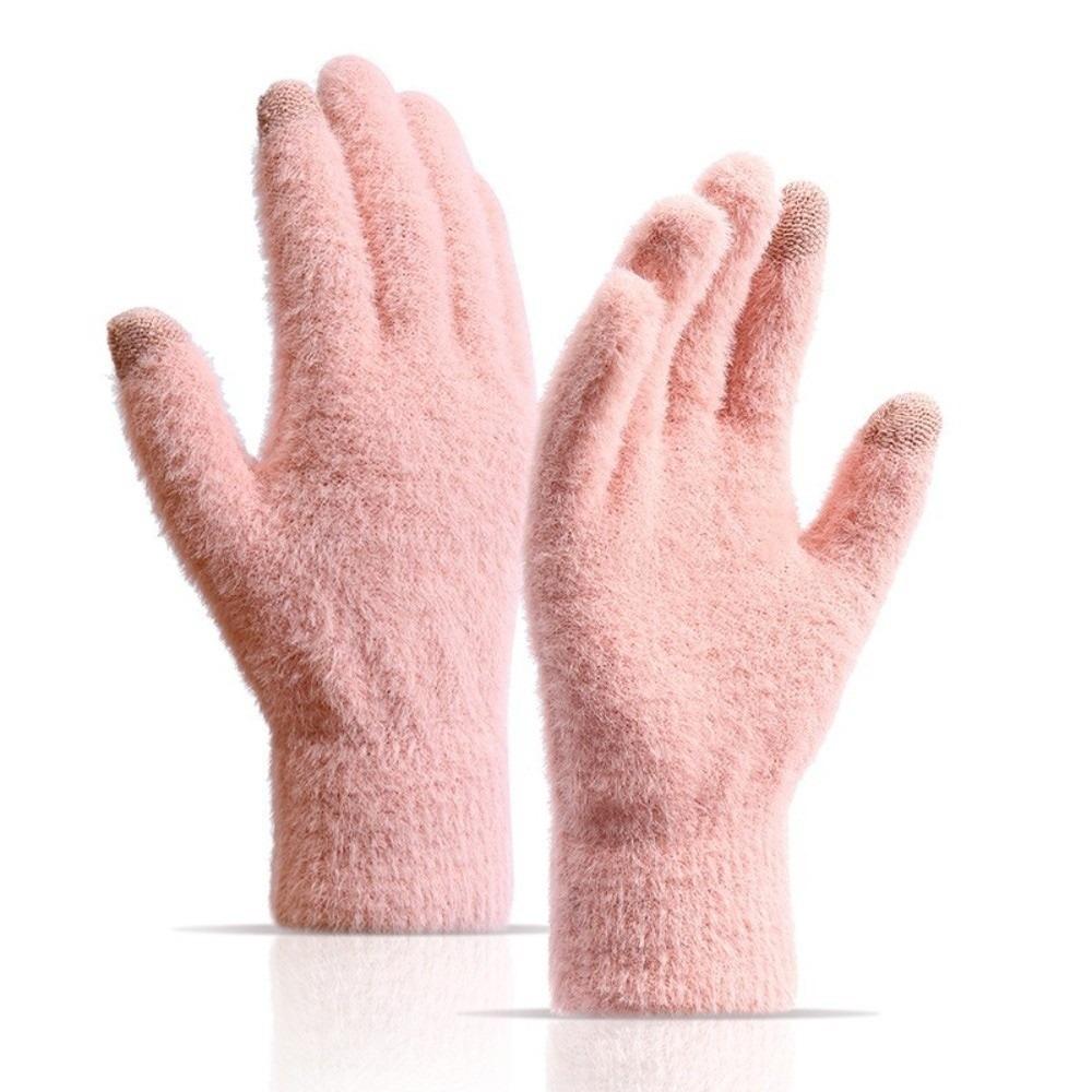 

Warm Plush Gloves Touch Screen Driving Mittens New Warm Gloves Gift рожевий