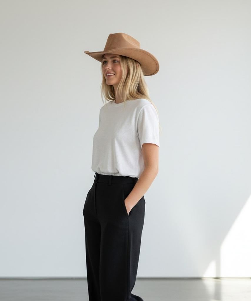 Yunibeosyeolkemiseuteuli Wire Cowboy Suede Beige Long Fedora Fedora
