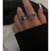 Niche Design Sense, Black Zircon, High-End Personality, Irregular Opening Ring, Trendy And Cool Female Cold Wind