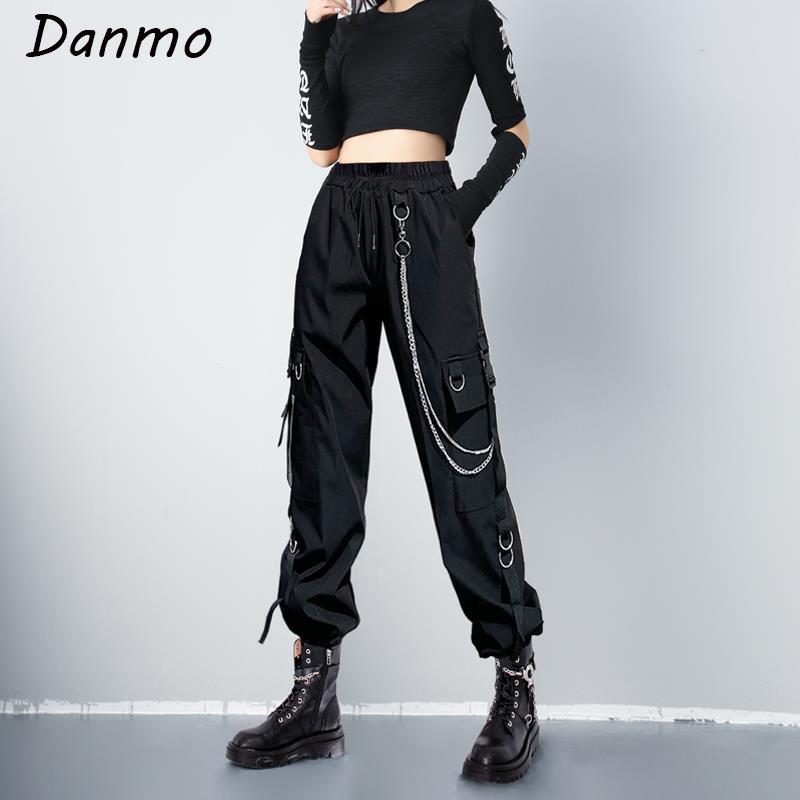 

Women Cargo Pants Harem Pants Fashion Punk Pockets Jogger Trousers Harajuku Elastics High Waist Streetwear Plus Size XXXL
