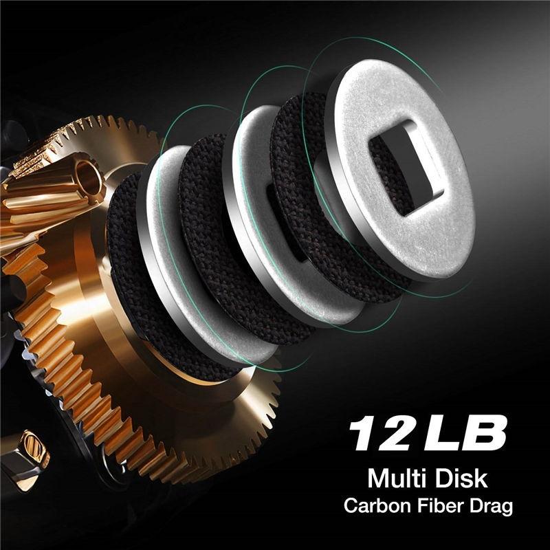 Fishing Reel 12LB Baitcasting Reel Carbon Fiber Drag 7.0:1 Baitcasters Saltwater or Freshwater Tools