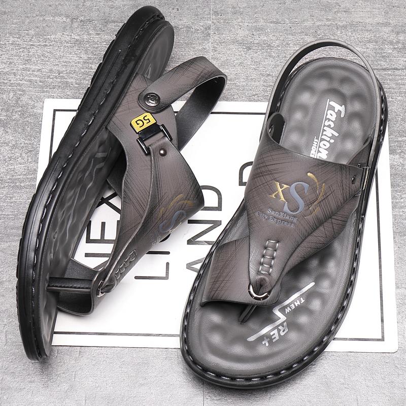 Fashion New Arrival Slippers Summer Mens Leather Flats Classic Roman Sandals Outdoor Beach Rubber Flip Flops Man Water Trekking Sandals