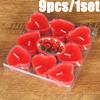 9PC/Set Heart Shaped Aromatherapy Candles Xmas Valentine's Day Romantic Birthday Candles Lover Proposal Scene Decor Candles