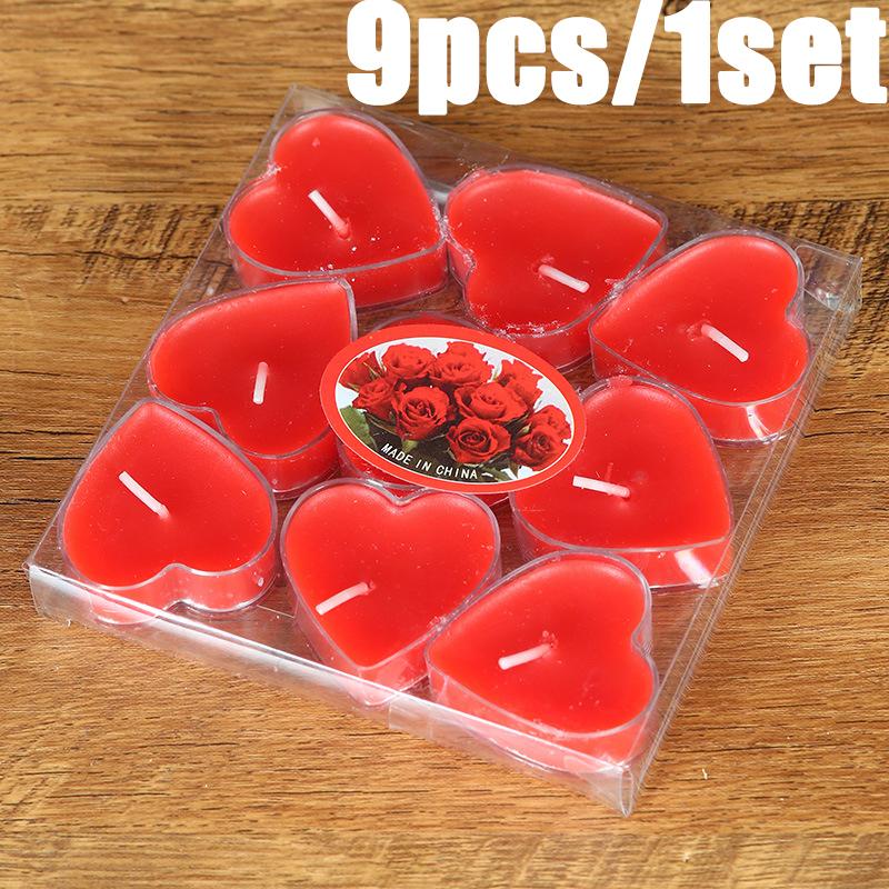 9PC/Set Heart Shaped Aromatherapy Candles Xmas Valentine s Day Romantic Birthday Candles Lover Proposal Scene Decor Candles