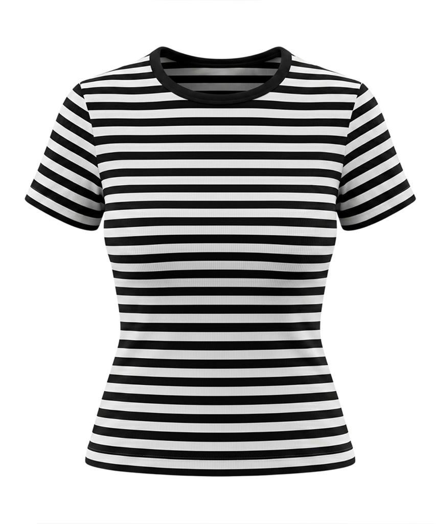 Ssaikeullin Organic Cotton Built-In Braless Short Sleeve Tee (Striped)
