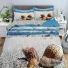 Copripiumino 3D Spiaggia Mare Set Biancheria da Letto Piumone Federe in Lino Coperta Trapunta Decorazioni per la Casa Singolo Matrimoniale Twin King Queen