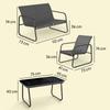 Garden Furniture Set, 4-Piece, Sofa, Armchairs, Coffee Table, Dark Grey and Black