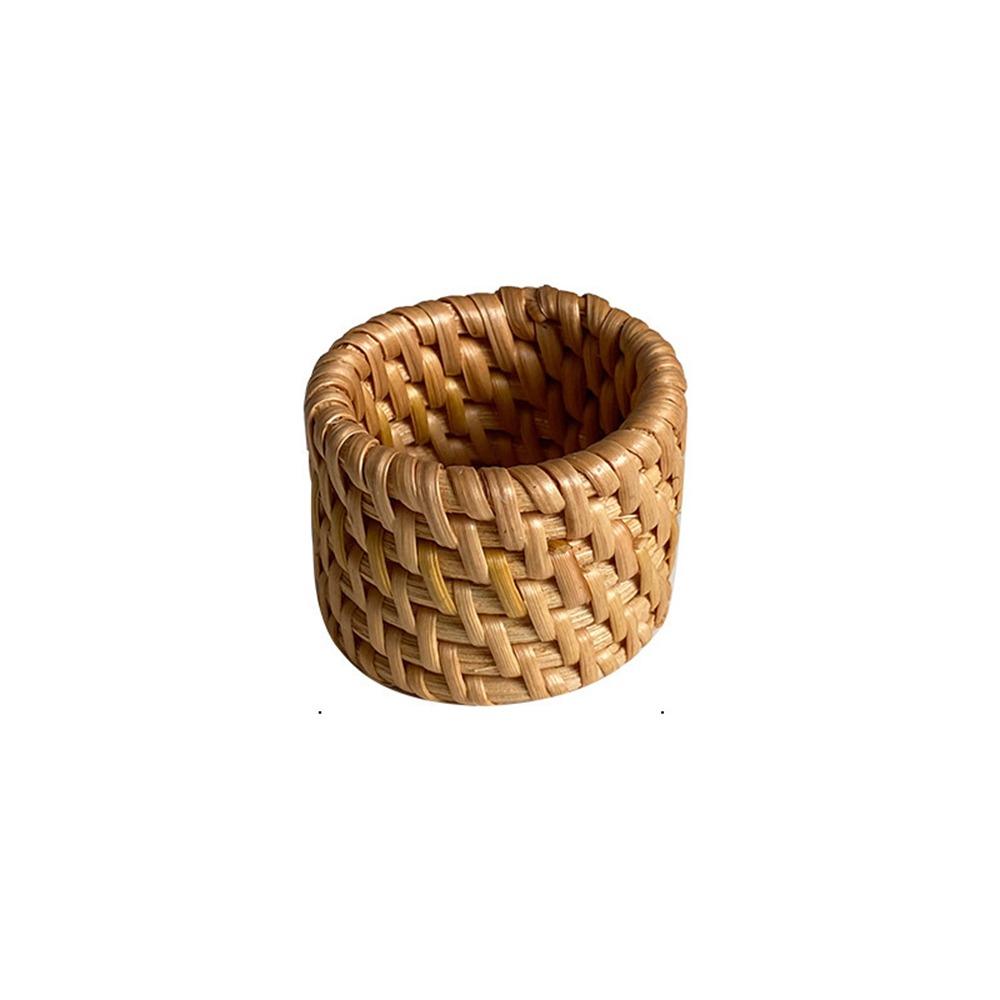

Natural Material Handwoven Rattan Napkin Rings Handmade Rattan Napkin Buckle Home Dining Decor 5x4cm