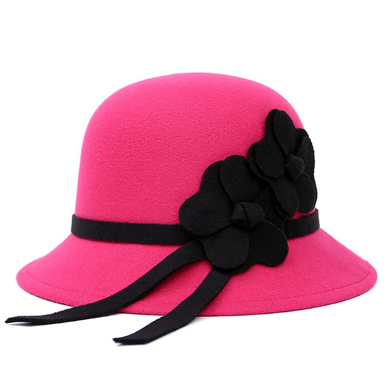 Women's Korean Style Flower Faux Wool Winter Hat