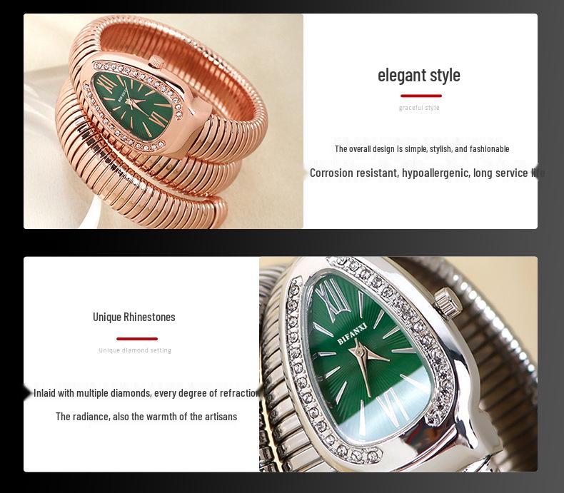 Schlangenförmiges Damen-Modearmband mit Quarzuhr - Kreativer Hip-Hop-Stil