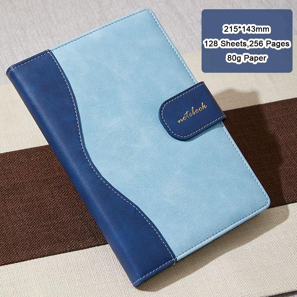 A5 leather buckle business notebook, work meeting record book, notepad, diary, excerpt book, travel log, 128 sheets 256 pages